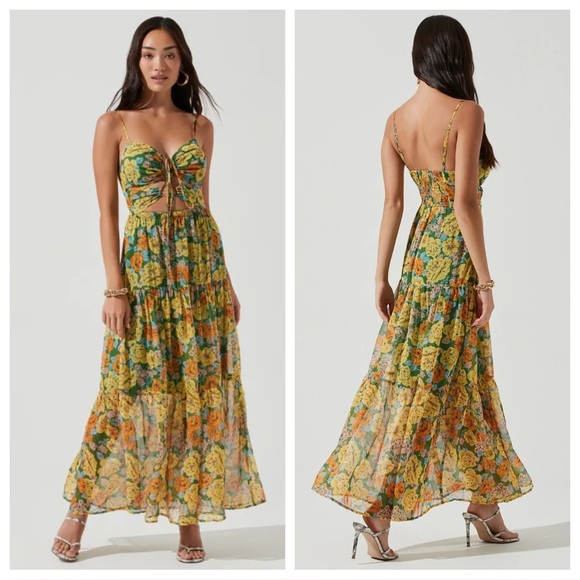 Astr Dresses & Skirts - ASTR the Label Brandy Floral Print Cutout Maxi Dress
